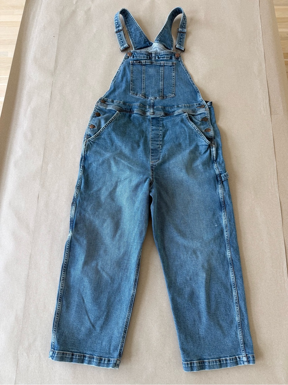 Wrangler — Classic Retro Blue Denim Overalls — Size L Short